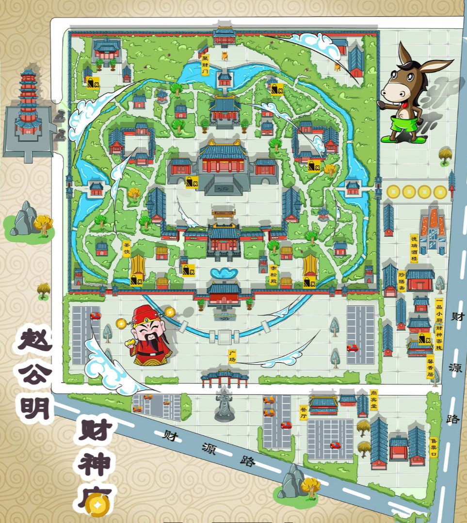 雄县寺庙类手绘地图